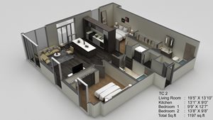 Block 17 Apartments TC 2 3D Floor Plan